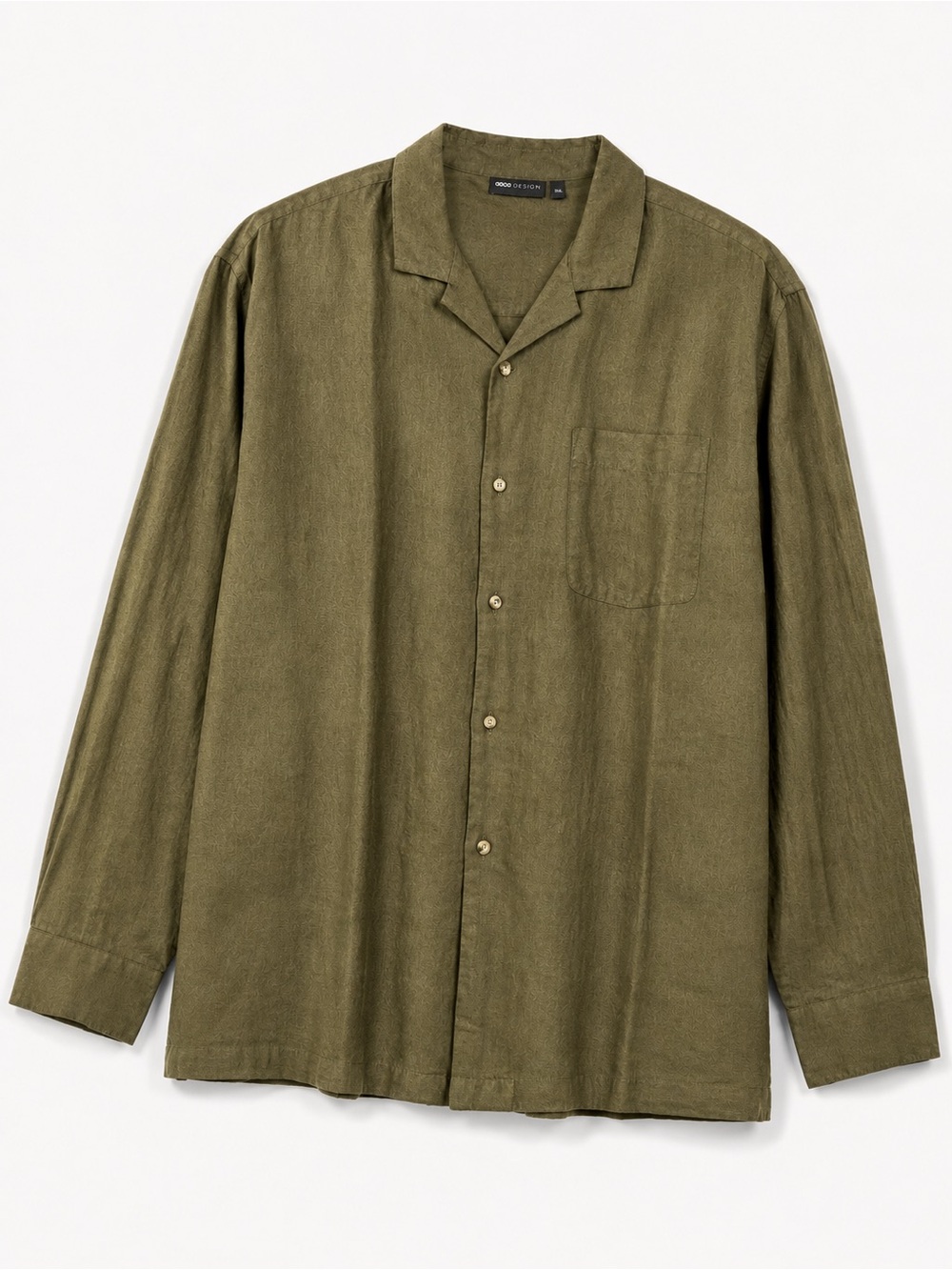 ASOS DESIGN Olive Linen Blend Camp Collar Shirt XXL Relaxed Fit